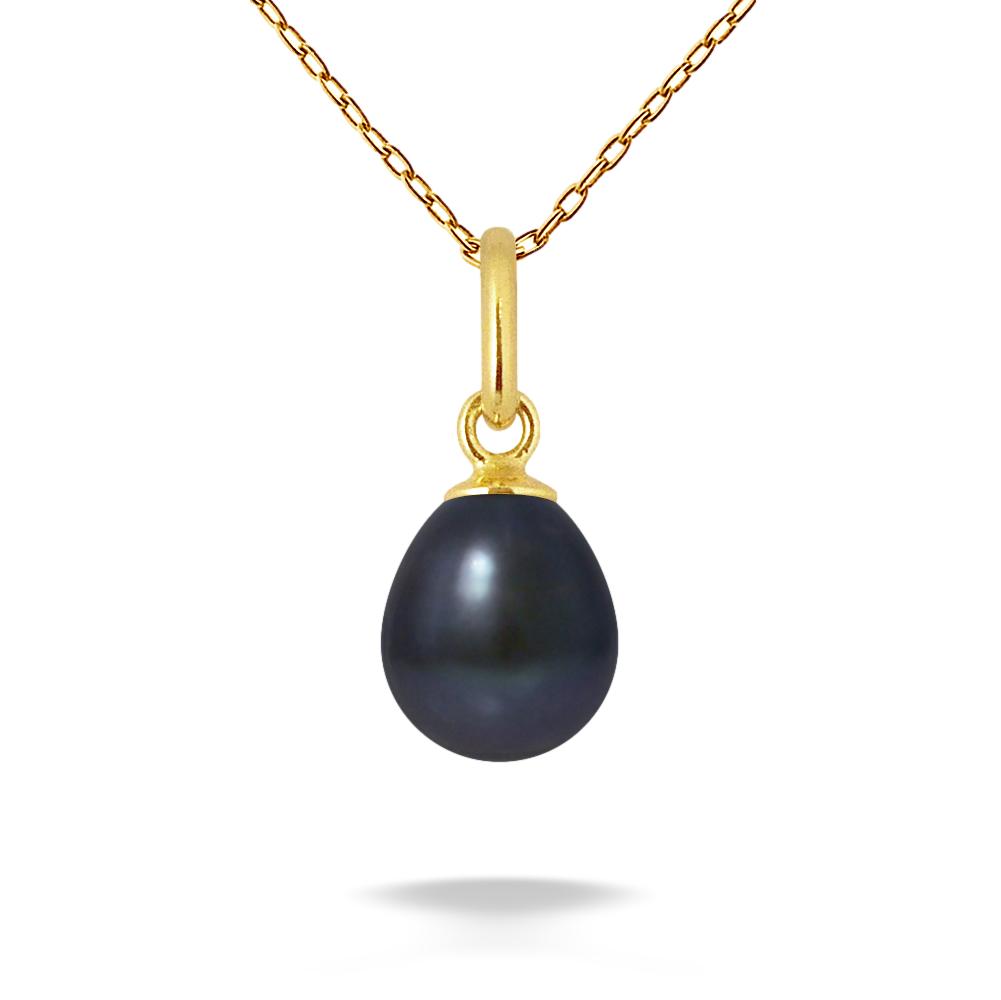 Pendentif Ancien En Argent Massif Avec Perle Noire - Style Moderne - Occasion Bon état