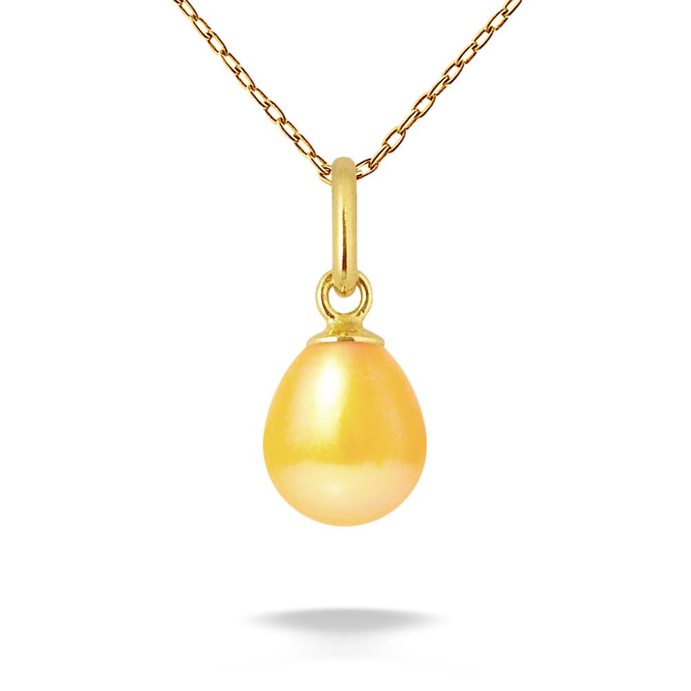 Pendentif perle 7-8 mm or jaune gold