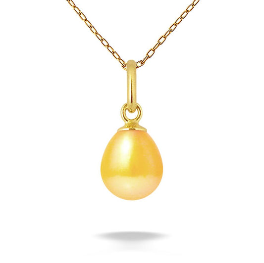 Pendentif perle 7-8 mm or jaune gold
