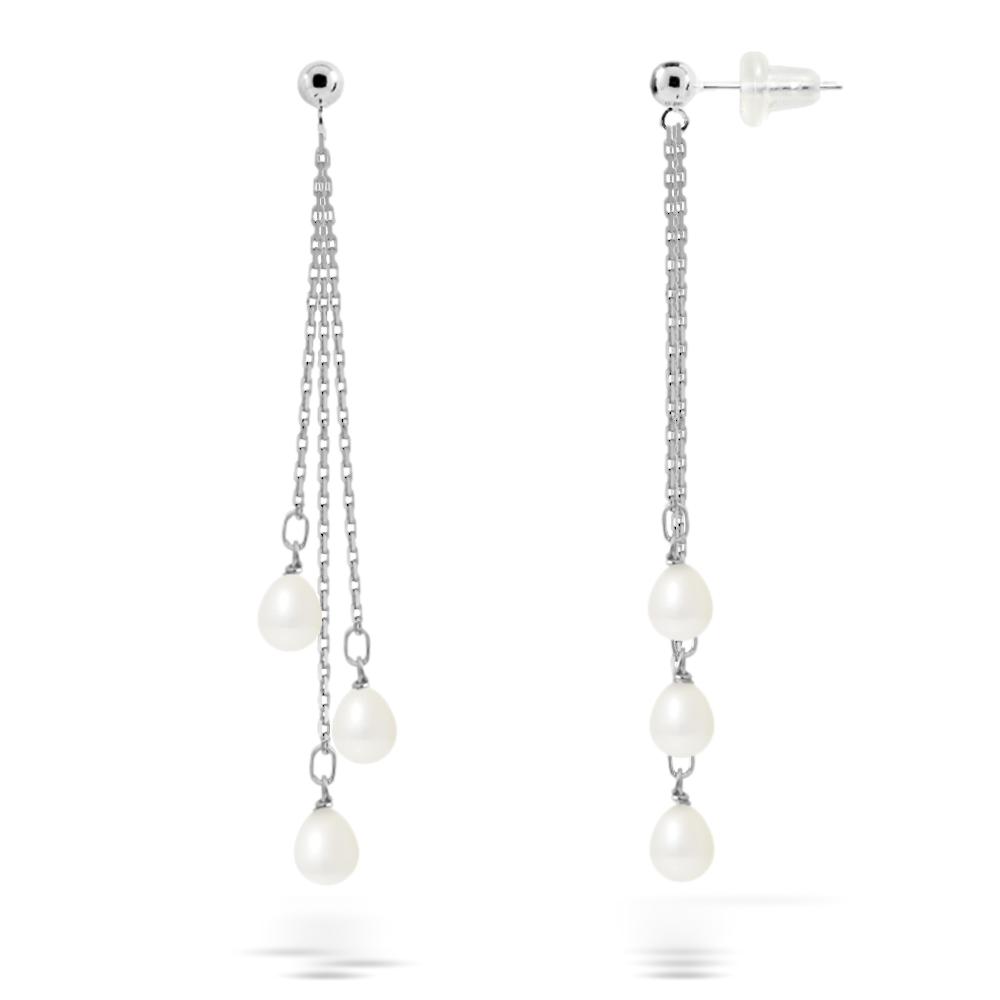 une paire de boucles d’oreilles en perles et diamants