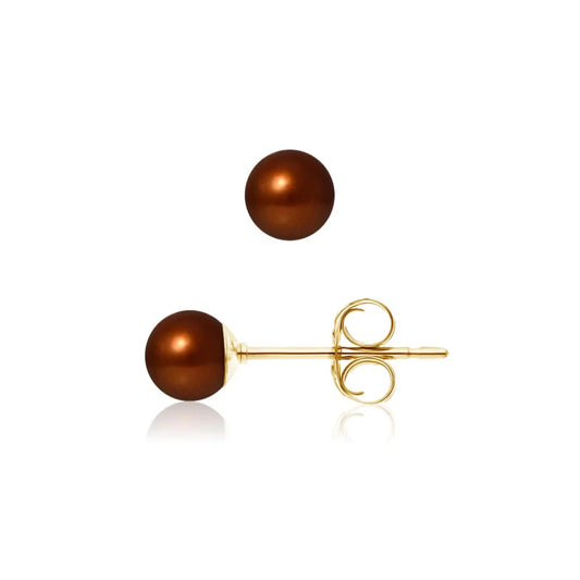 une paire de boucles d’oreilles en perles brunes