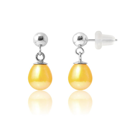 une paire de boucles d’oreilles en perles jaunes