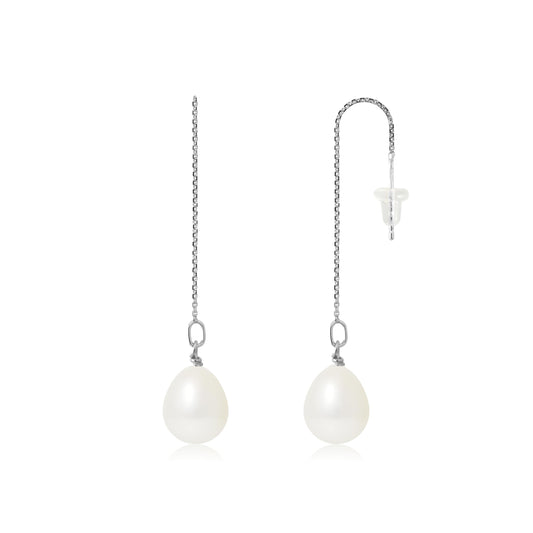 une paire de perles blanches et une chaîne en argent
