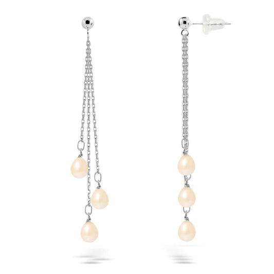 une paire de boucles d’oreilles en perles et diamants