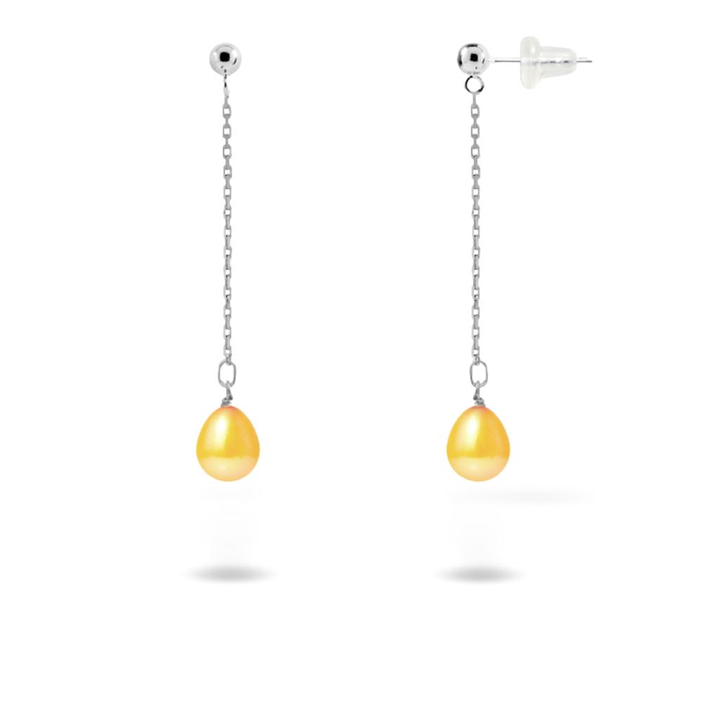 une paire de boucles d’oreilles en verre jaune