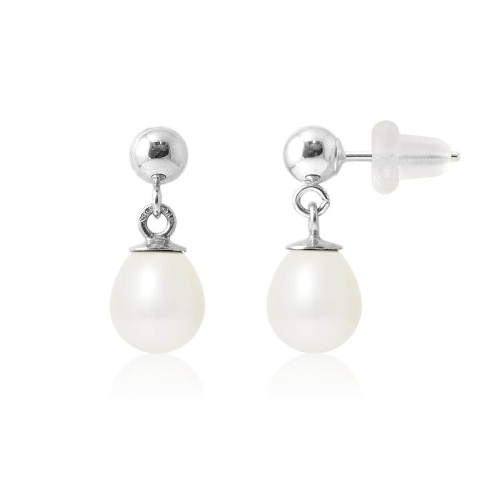 Boucles D'oreilles En Perles De Nacre Et Argent - Neuf Sans Emballage