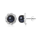 Boucles d'Oreilles Perle Noire Argent - Vignette | Inspirations