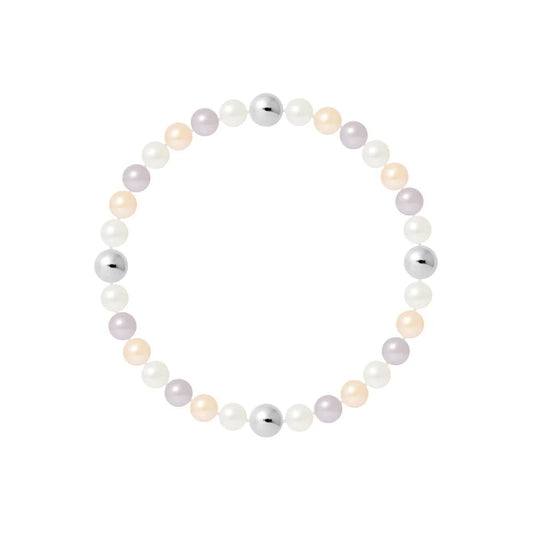 un bracelet de perles blanches et roses