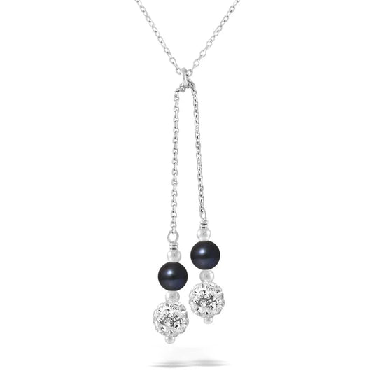 un pendentif en perles noires et diamants avec un diamant blanc