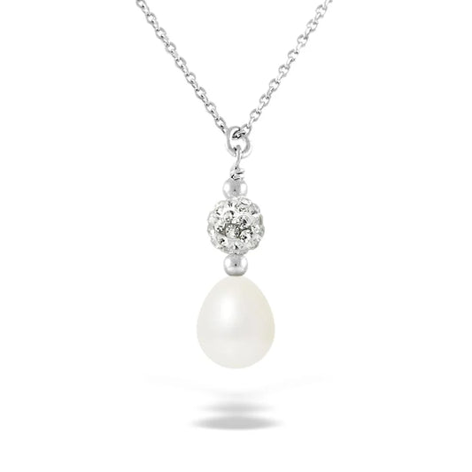 un pendentif en perles blanches et diamants