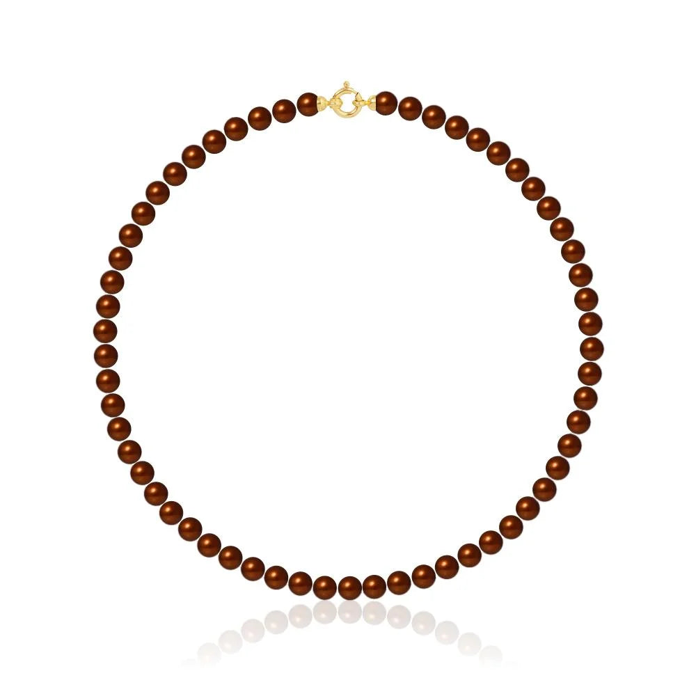 un collier de perles brunes