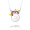 pendentif en perles blanches et saphirs multicolores